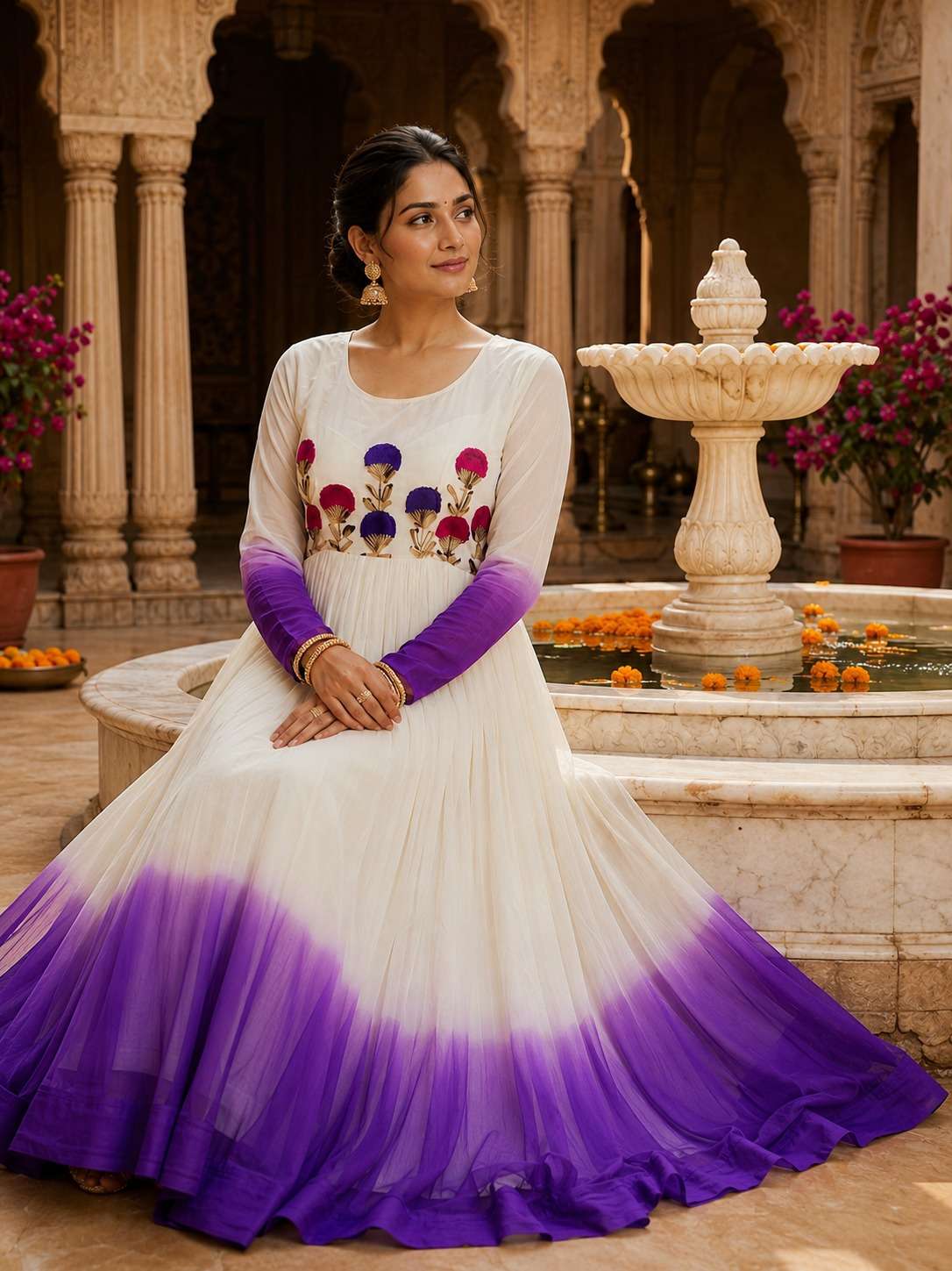 PC KOHAKU GEORGETTE PADDING EMBROIDERY GOWN PARTY WEAR SHOP
