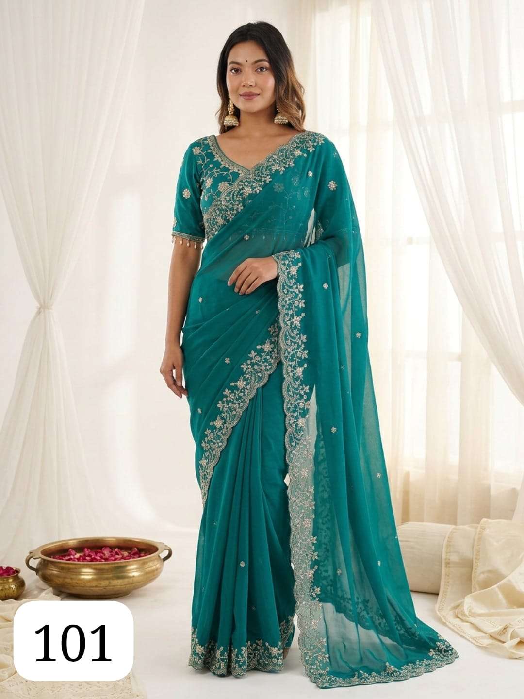  PC RAZIYA SOFT FANCY SATIN FABRIC WITH DESIGNER EMBROIDERY ...
