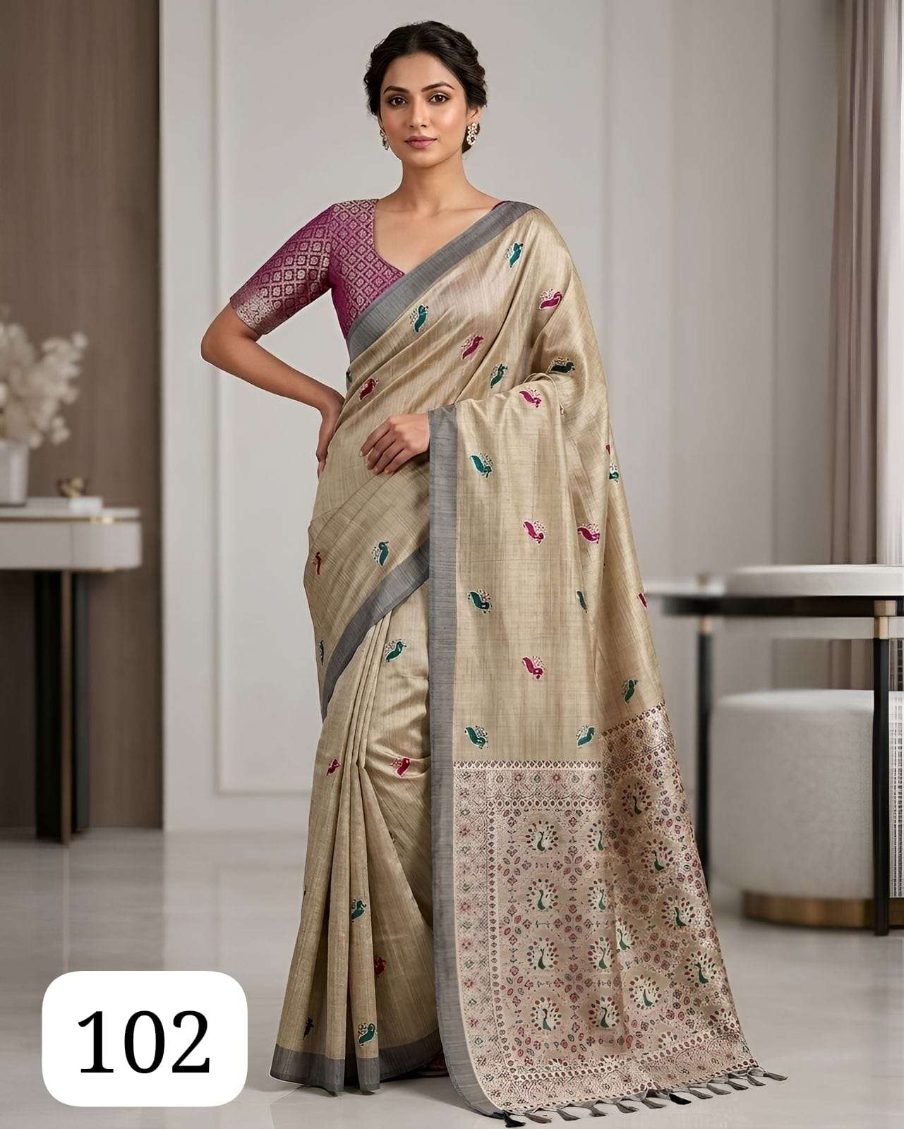  PC TESSA SOFT COTTON SILK WITH FANCY AND BEAUTIFUL PRINT FA...