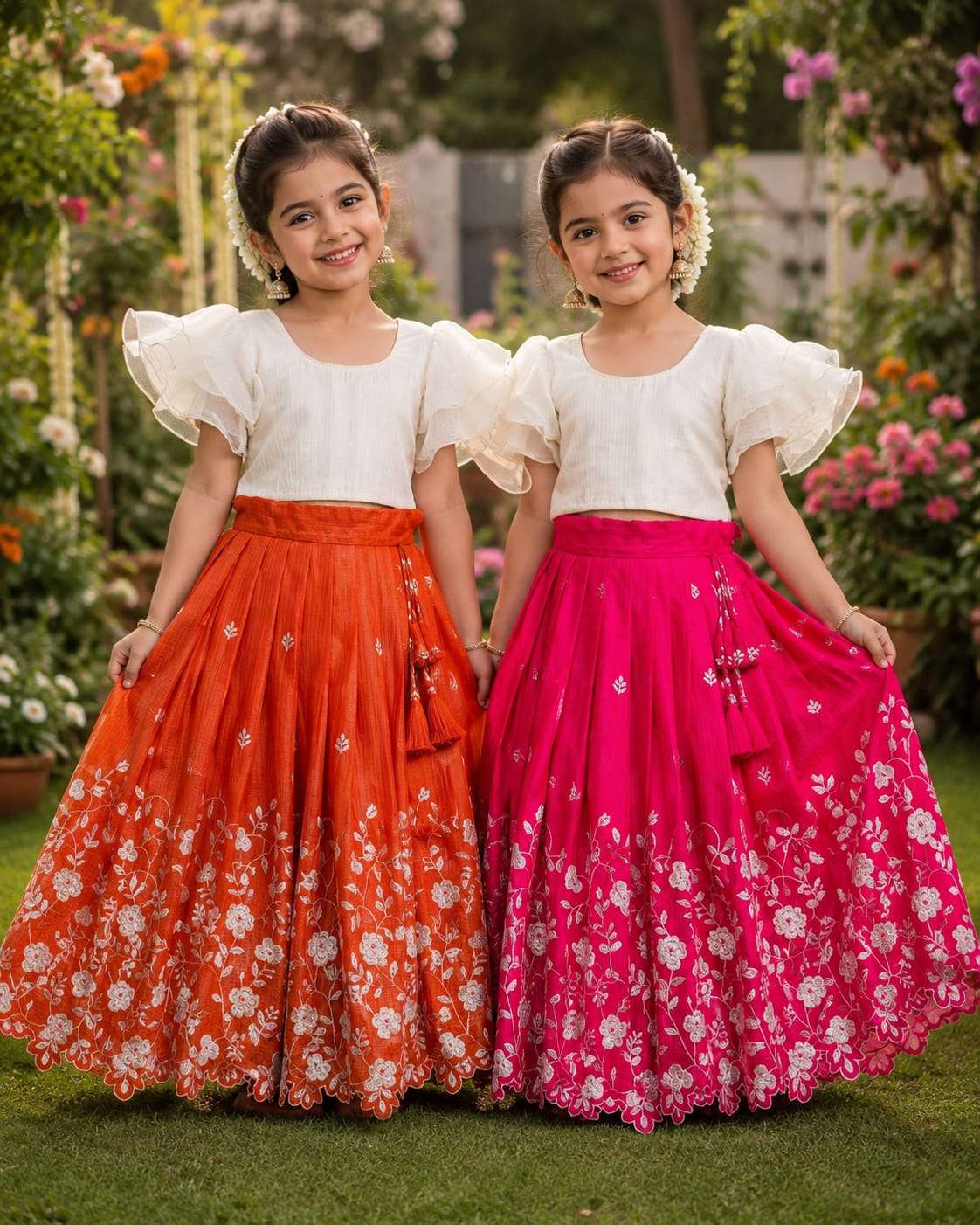 PINKAA ORANJAA KIDS LEHENGA CHOLI WITH VONI WEDDING KIDS WEA...