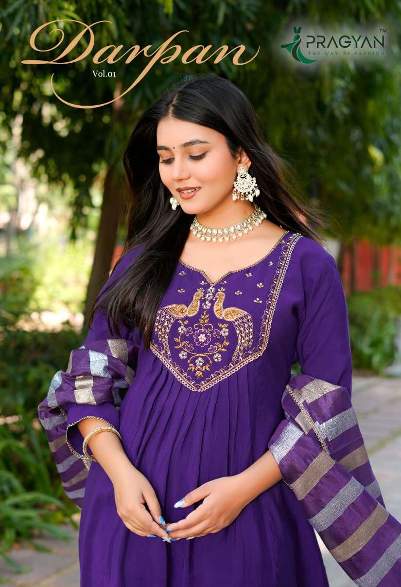 PRAGYAN DARPAN VOL 1 VISCOSE SILK HEAVY WORK GOWN STYLE 3 PI...