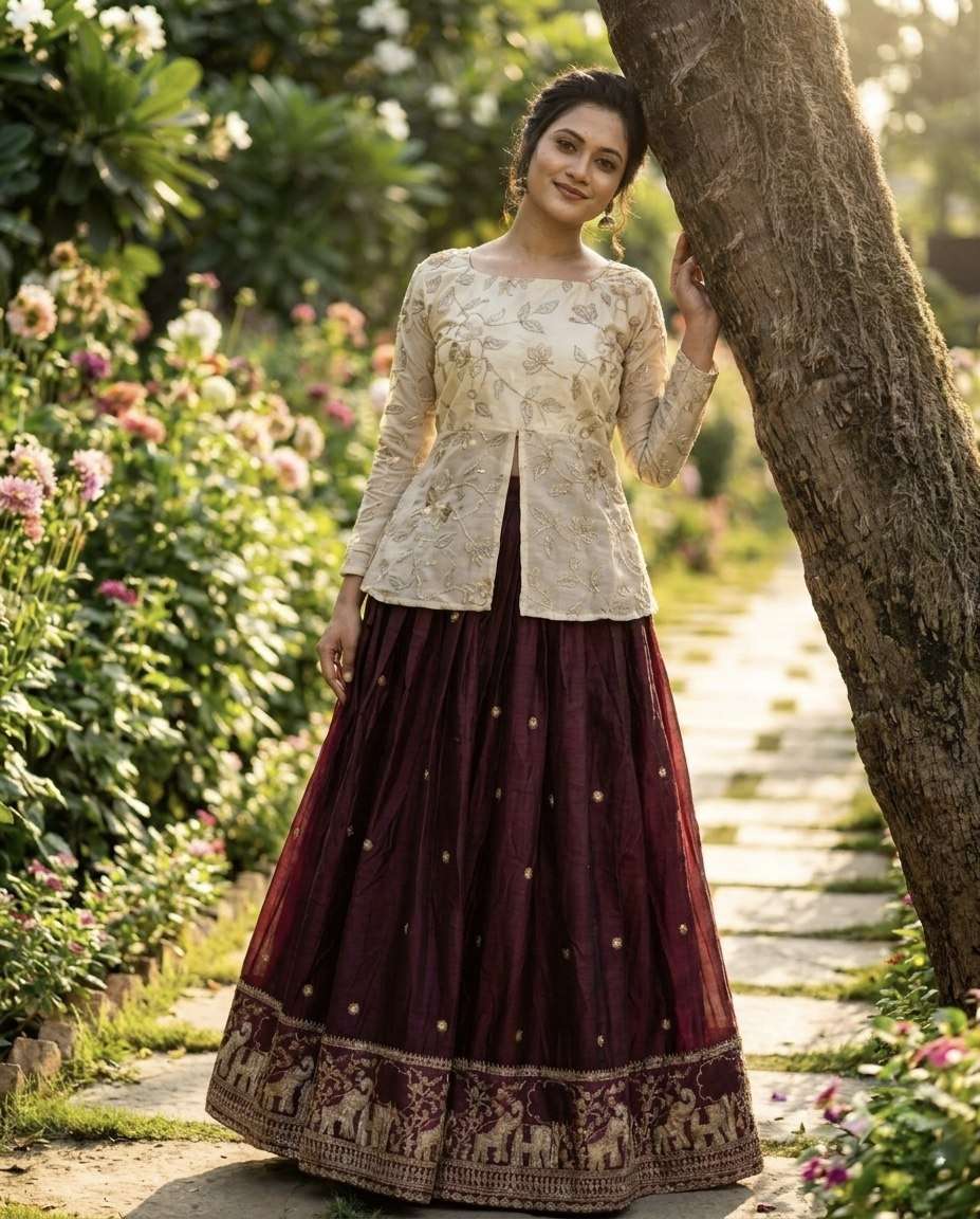 PREMIUM AND READYMADE FANCY SILK SOFT FABRIC LEHENGA CHOLI C...