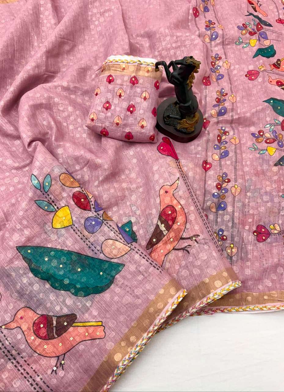  Premium Linen Amboss fabric with featuring beautiful digita...