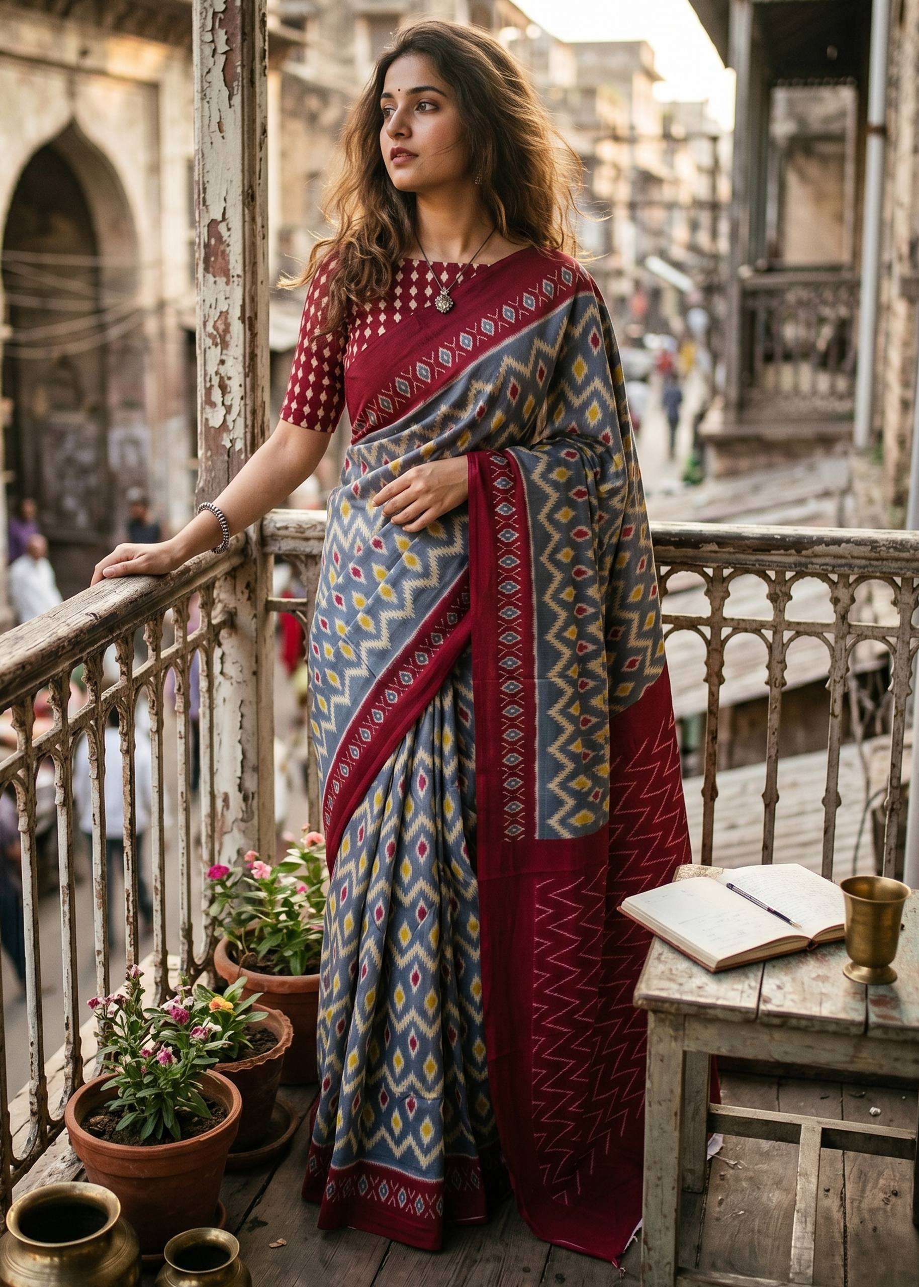 Pure and Soft beautiful Mulmul Cotton fabric with Ikkat prin...