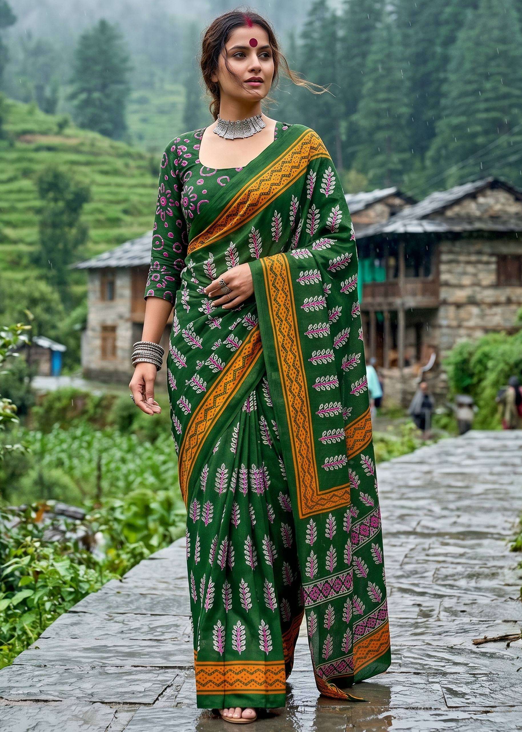  pure and soft mulmul cotton fabric with Hand Block print on...