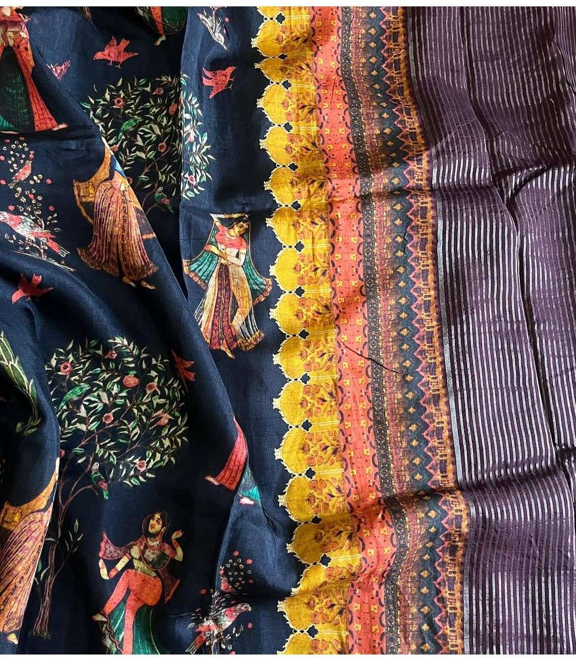 Pure and soft Viscose fancy fabric with elegant kalamkari Pr...