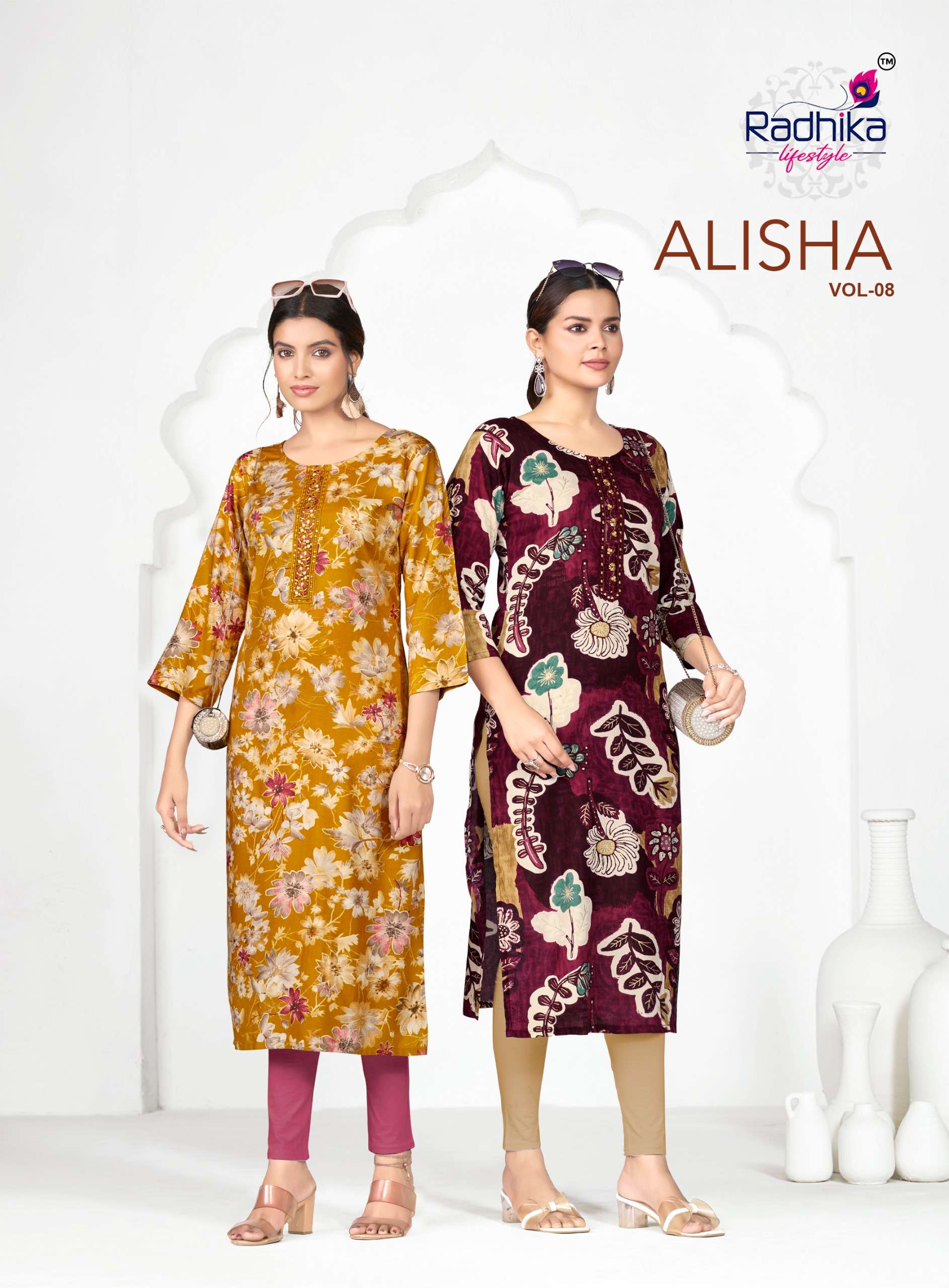 RADHIKA LIFESTYLE ALISHA VOL 8 REYON PRINT WITH WORK SALWAR ...