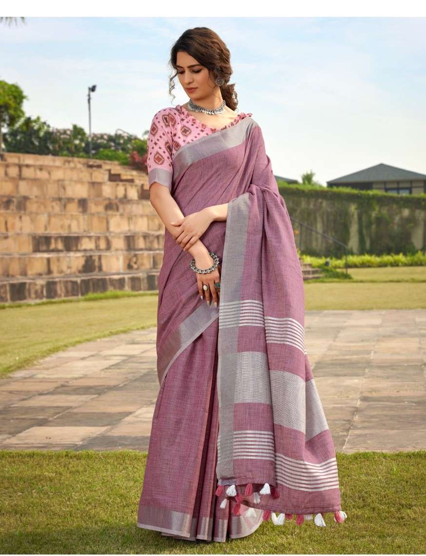 RAJPATH FABRICS ABHIRUPI  SILK PURE AND SOFT LINEN SILK FAN...
