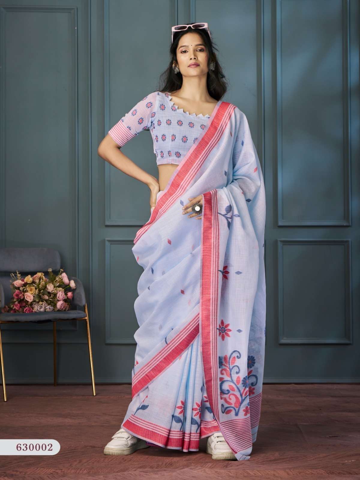 RajPath Fabrics Rolex soft Handloom Linen fabrics with Beaut...