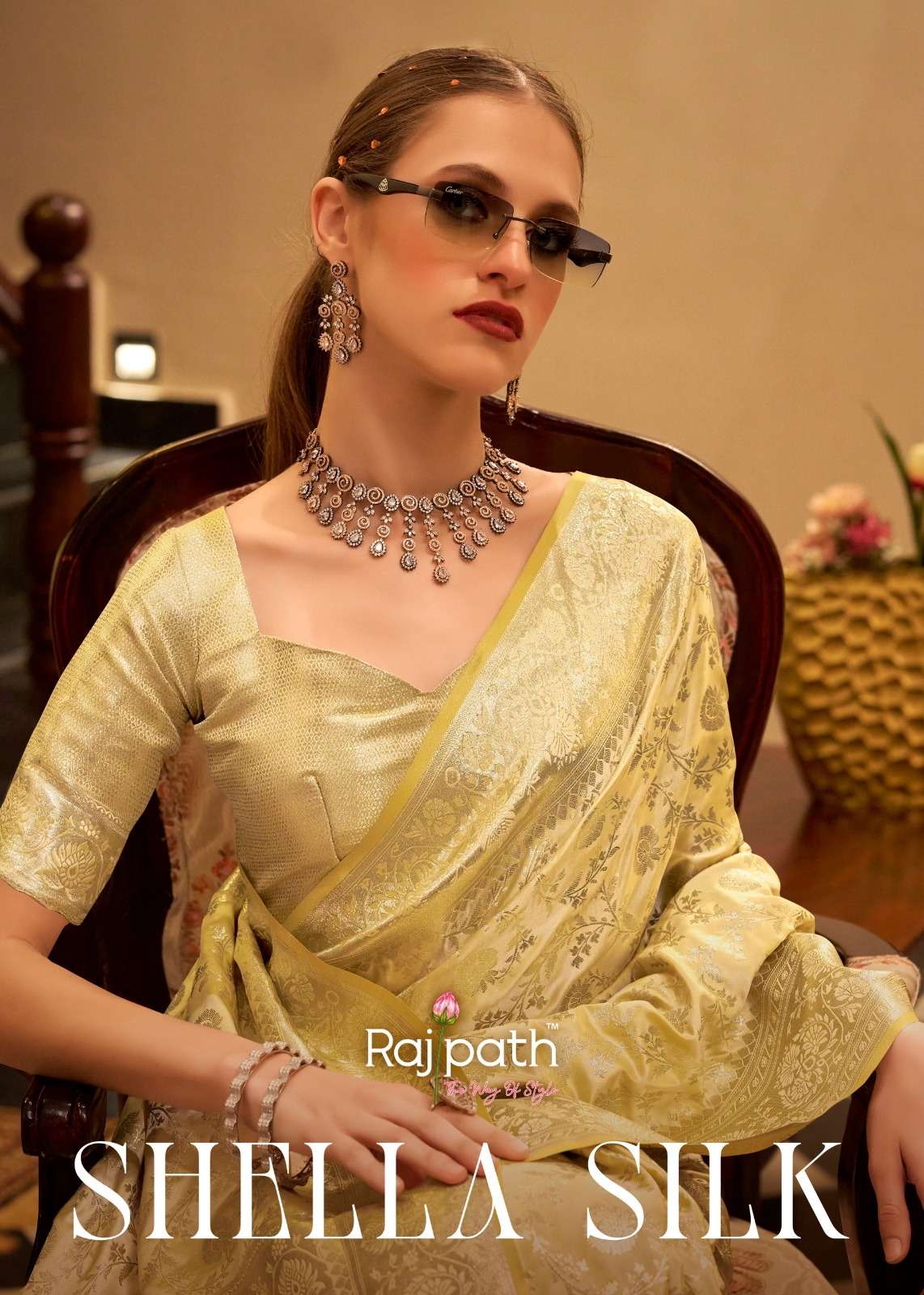 RAJPATH FABRICS SHELLA SILK ELEGANT AND SOFT SATTIN SILK FAN...