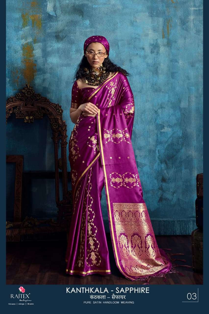 RAJTEX FABRICS KANTHKALA SAPPHIRE SOFT AND PURE SATIN HANDLO...