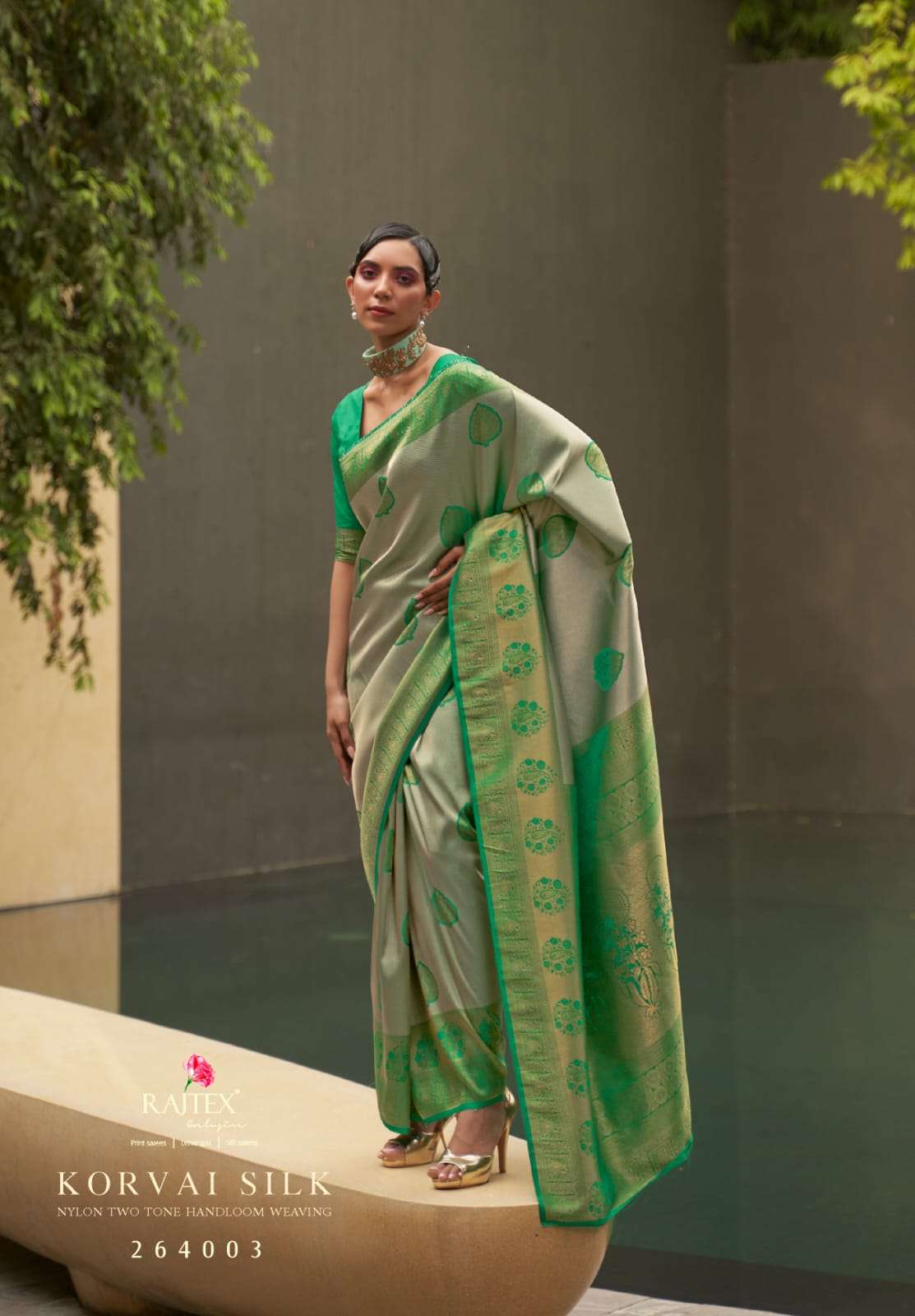  RAJTEX FABRICS KORVAI SILK NYLON TWO TONE HANDLOOM WEAVING ...