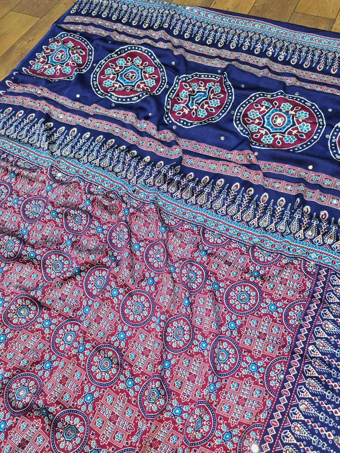 Rajtex fabrics Pure ajrakh Mirror 041 Modal Satin ajrakh pri...
