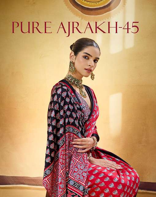  Rajtex Pure Ajrakh 45 soft Modal Satin fancy fabric with be...