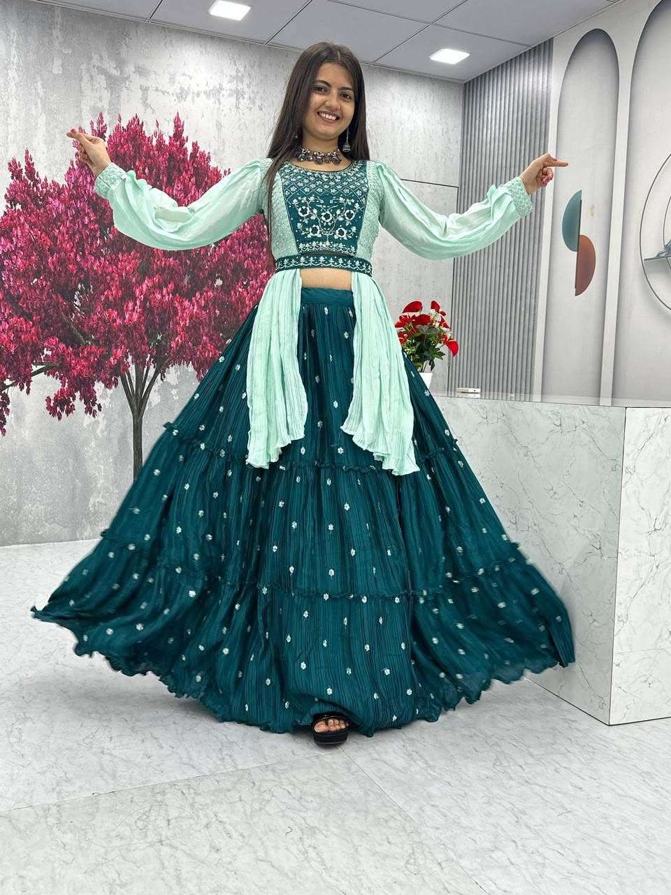  Rakhi Special Crop Top lehenga choli made of pure Chinon fa...