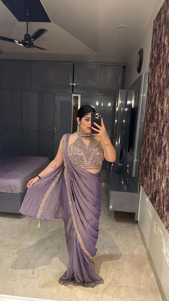 READY TO WEAR SAREE BEAUTIFUL AND FANCY FABRIC PARTY WEAR SU...