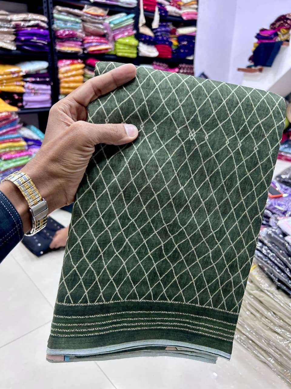 regular wear Linen fabric With Kalamkari Digital Print On sa...