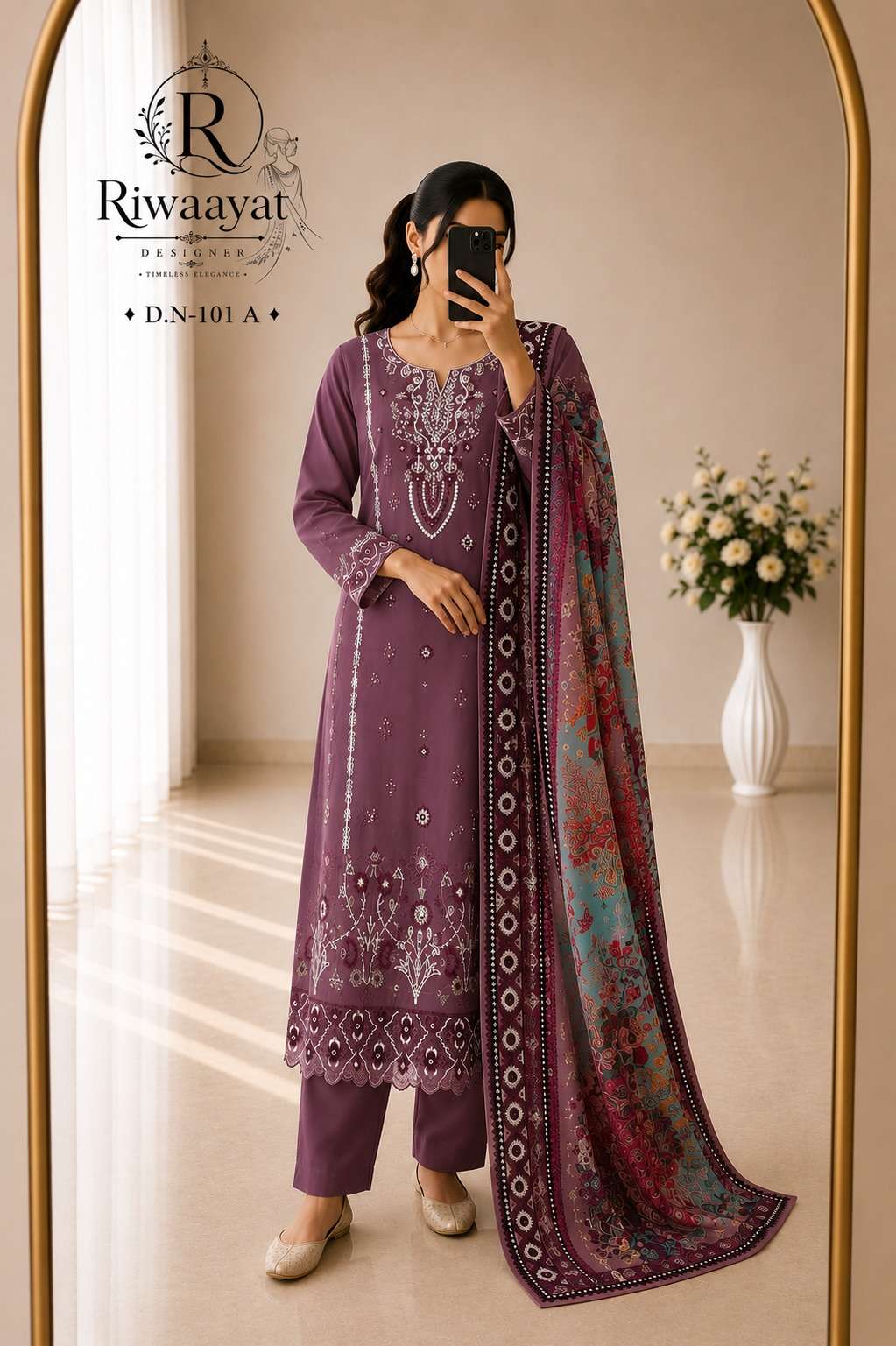 RIWAAYAT DESIGNER 101 COLOUR COTTON WITH EMBROIDERY WORK SAL...