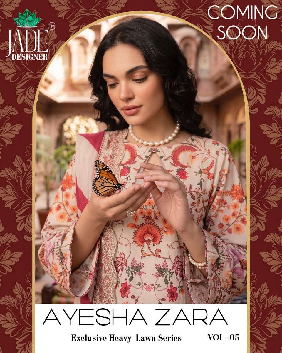 SAANVI TRENDS JADE AYESHA ZARA VOL 5 HEAVY LAWN COTTON PAKIS...