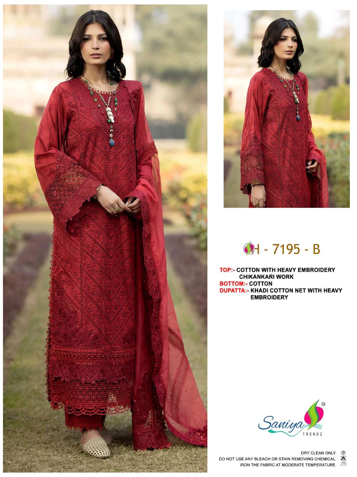 SANIYA TRENDZ ADAN LIBAS VOL NX 2 7195 COTTON WITH CHIKANKAR...