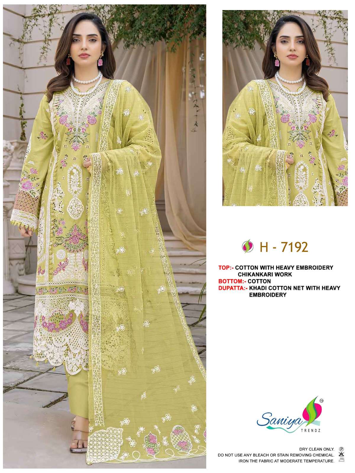SANIYA TRENDZ CARIMSON VOL 26 7192 COTTON WITH CHIKANKARI WO...