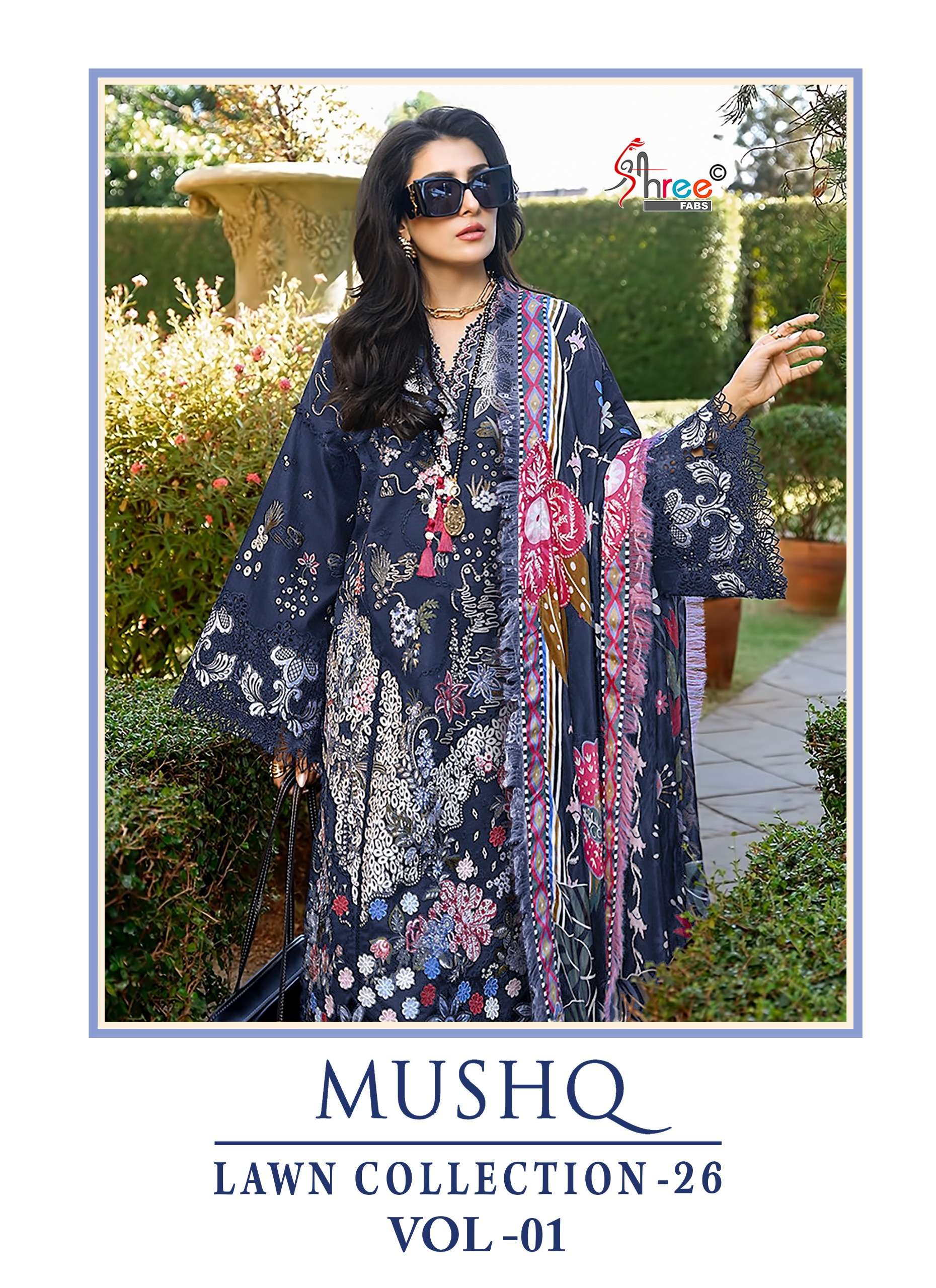 SHREE FABS MUSHQ LAWN COLLECTION VOL 1 COTTON HEAVY WORK PAK...