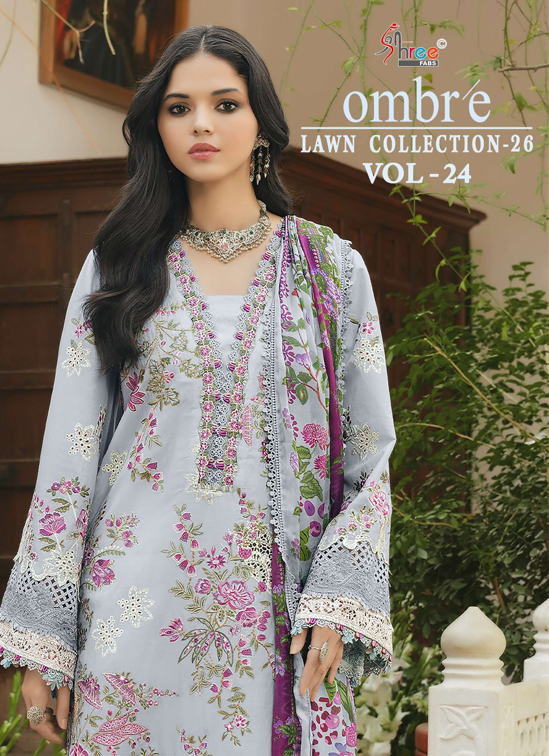 SHREE FABS OMBRE LAWN COLLECTION VOL 24 COTTON EMBROIDERY PA...