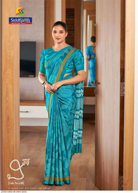 SIDDHANTH SOFT SILK  FABRIC UNIFORM WEAR SPECIAL SAREE WHOLE...