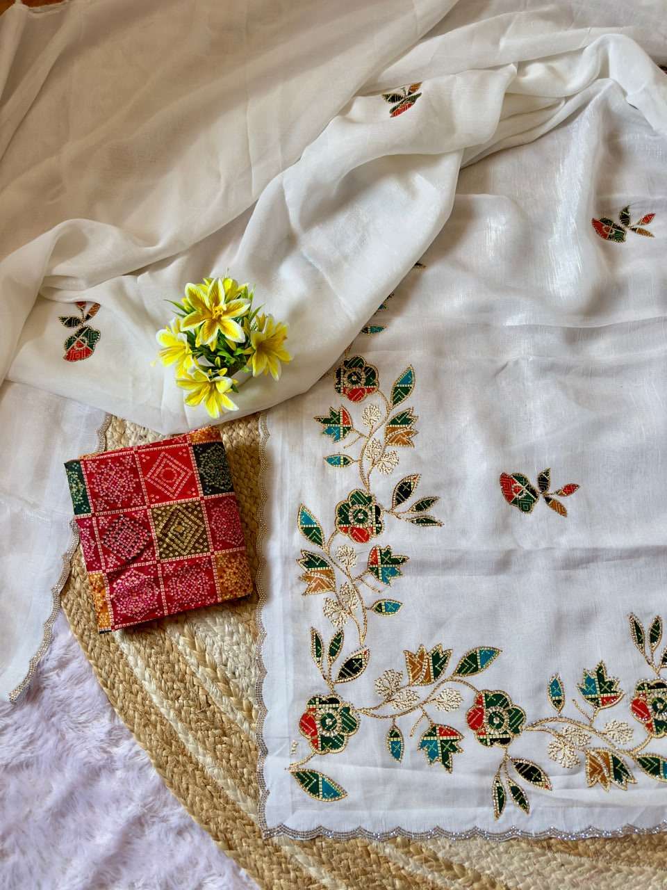 soft and beautiful Crunchy  & Bandhej sticker flower print ...