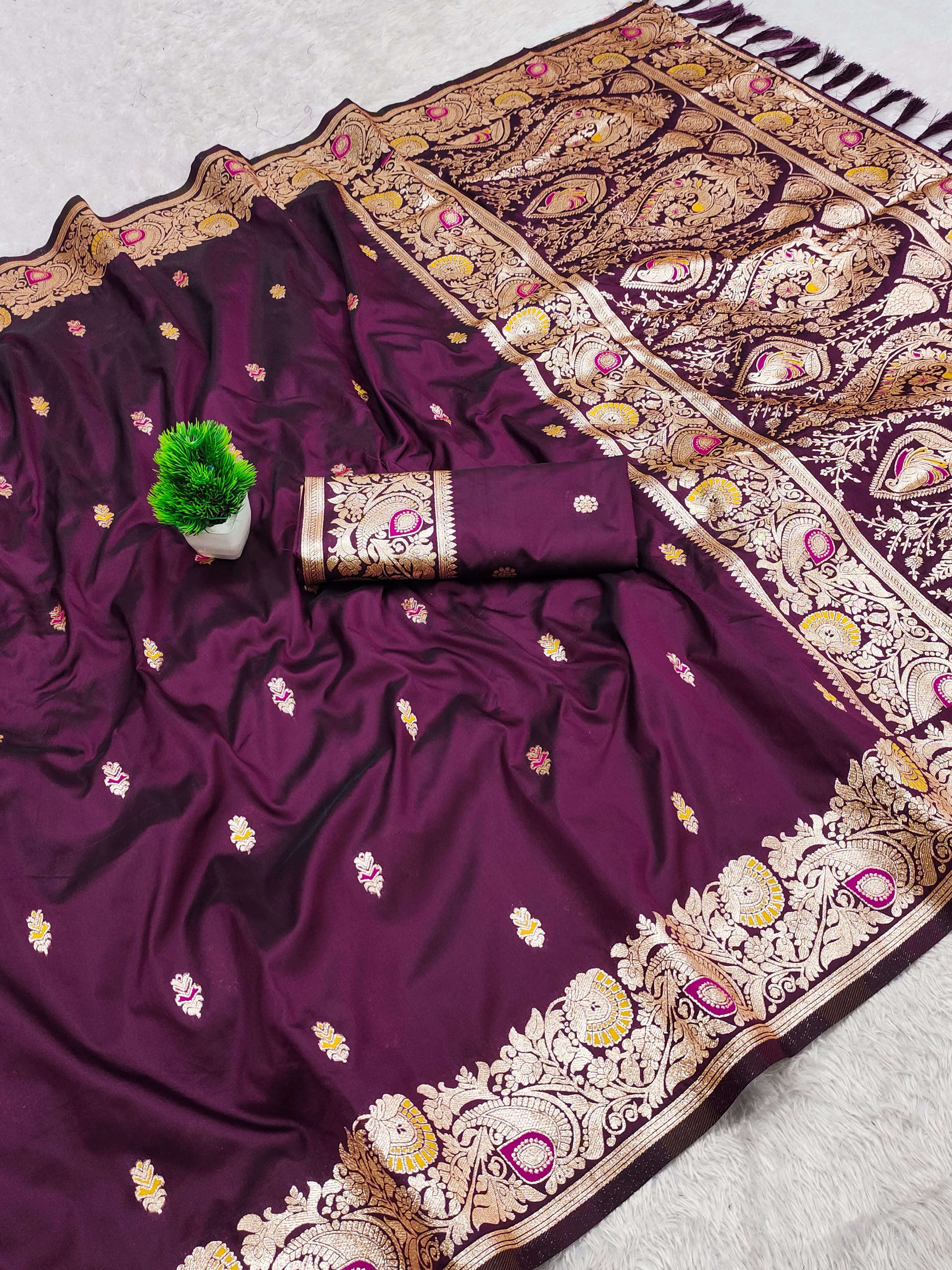  Soft and colouring Premium Banarasi silk fancy fabric Colle...