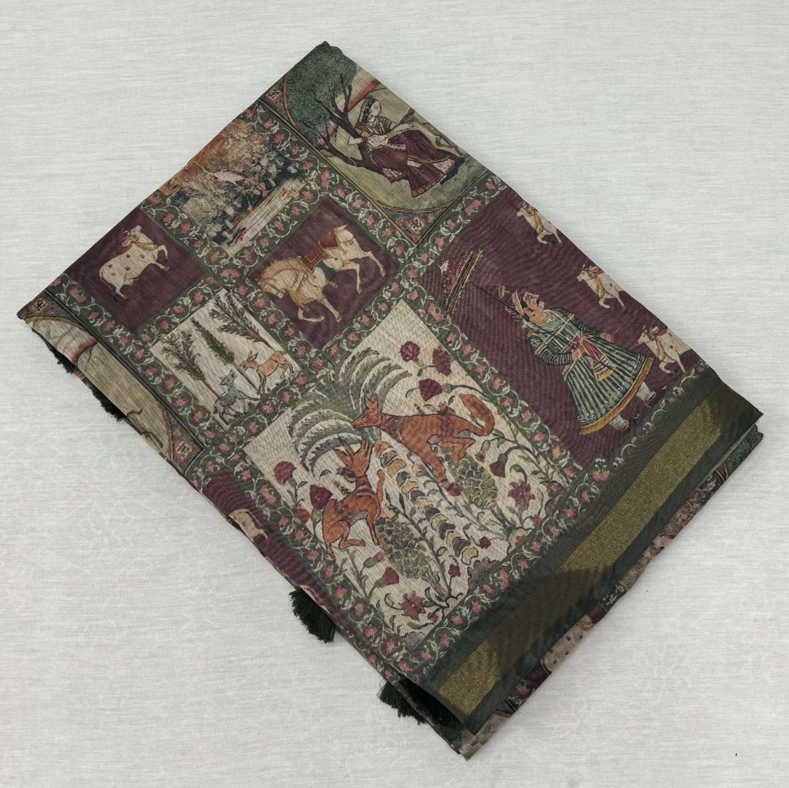 soft and pure Cotton fabric with fancy kalamkari print colle...