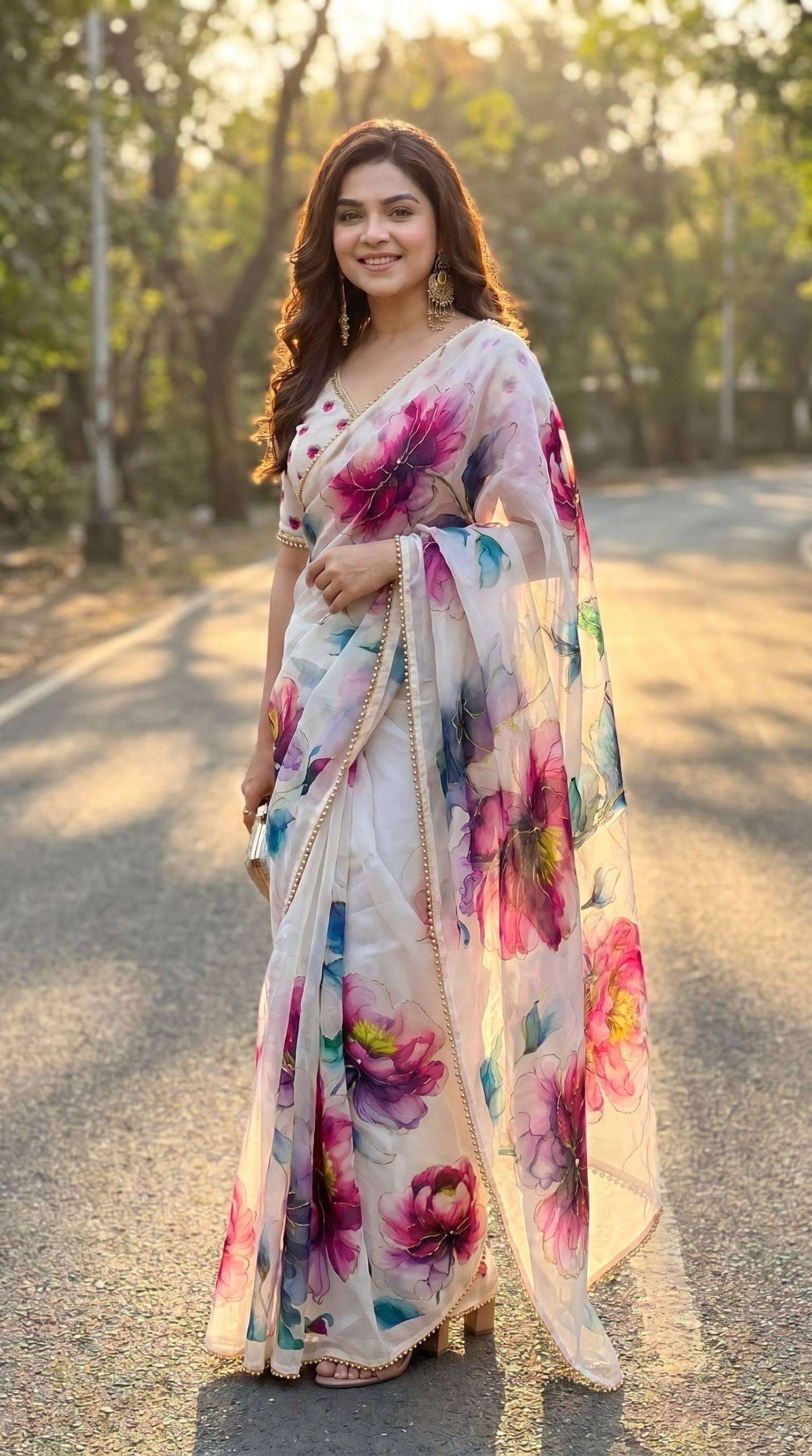 Soft and pure fancy Georgette fabric with beautiful handwork...