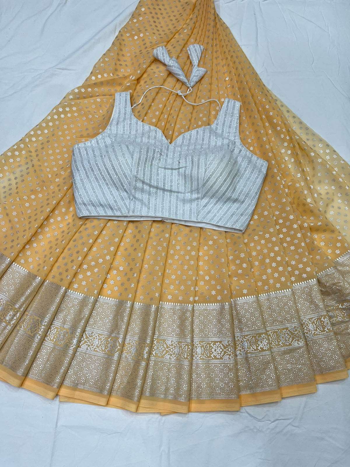 soft and pure Georgette fancy fabric regular wear saree rese...