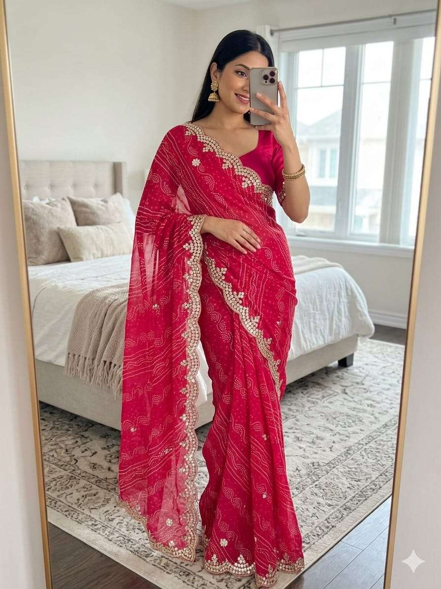 soft and pure Georgette joyful fabrics designer work on sare...