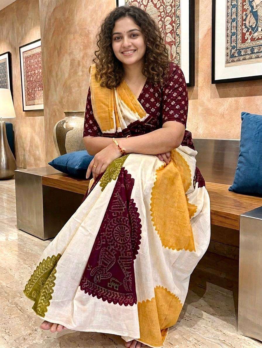 Soft and pure Mal Chanderi Cotton fancy fabric with beautifu...