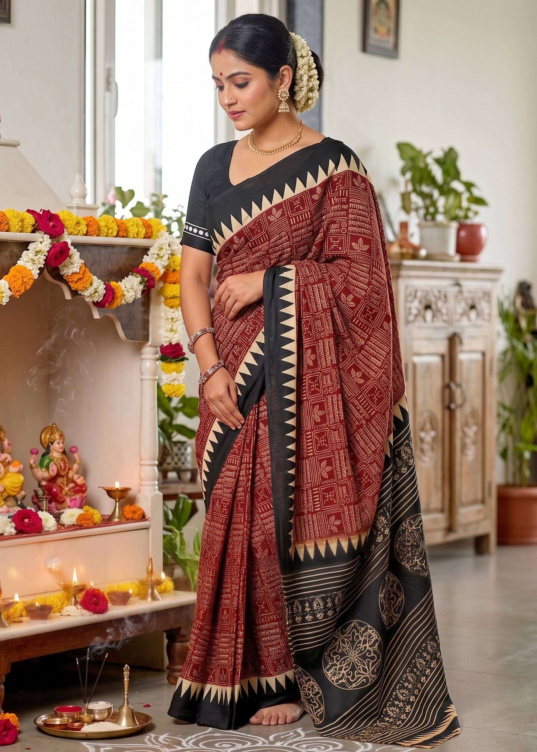  SOFT AND PURE MULMUL COTTON FABRIC SANSKRIT MANTRAS BLOCK P...