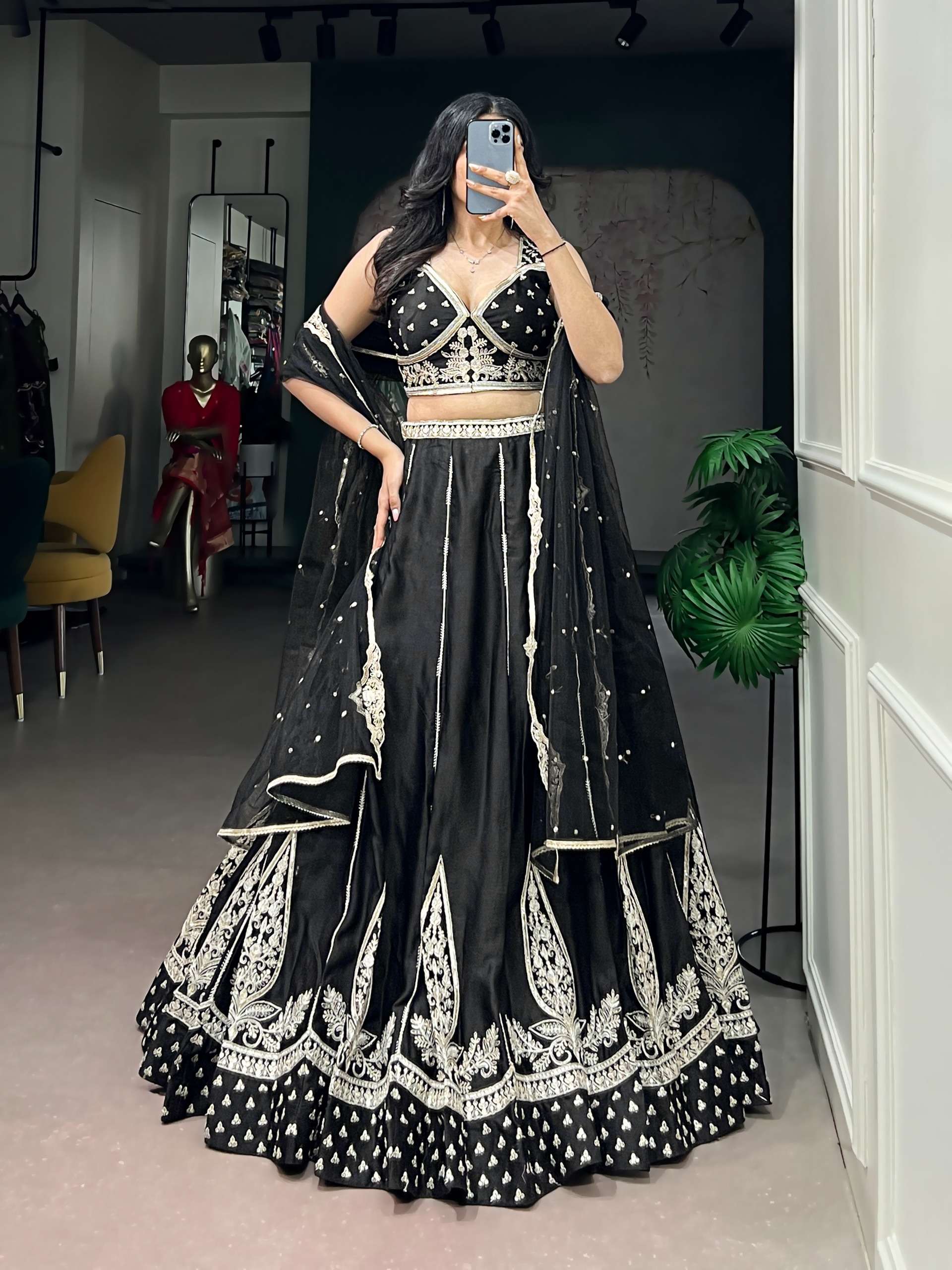 soft Naysha Silk fancy Fabric with Embroidery Work on this L...