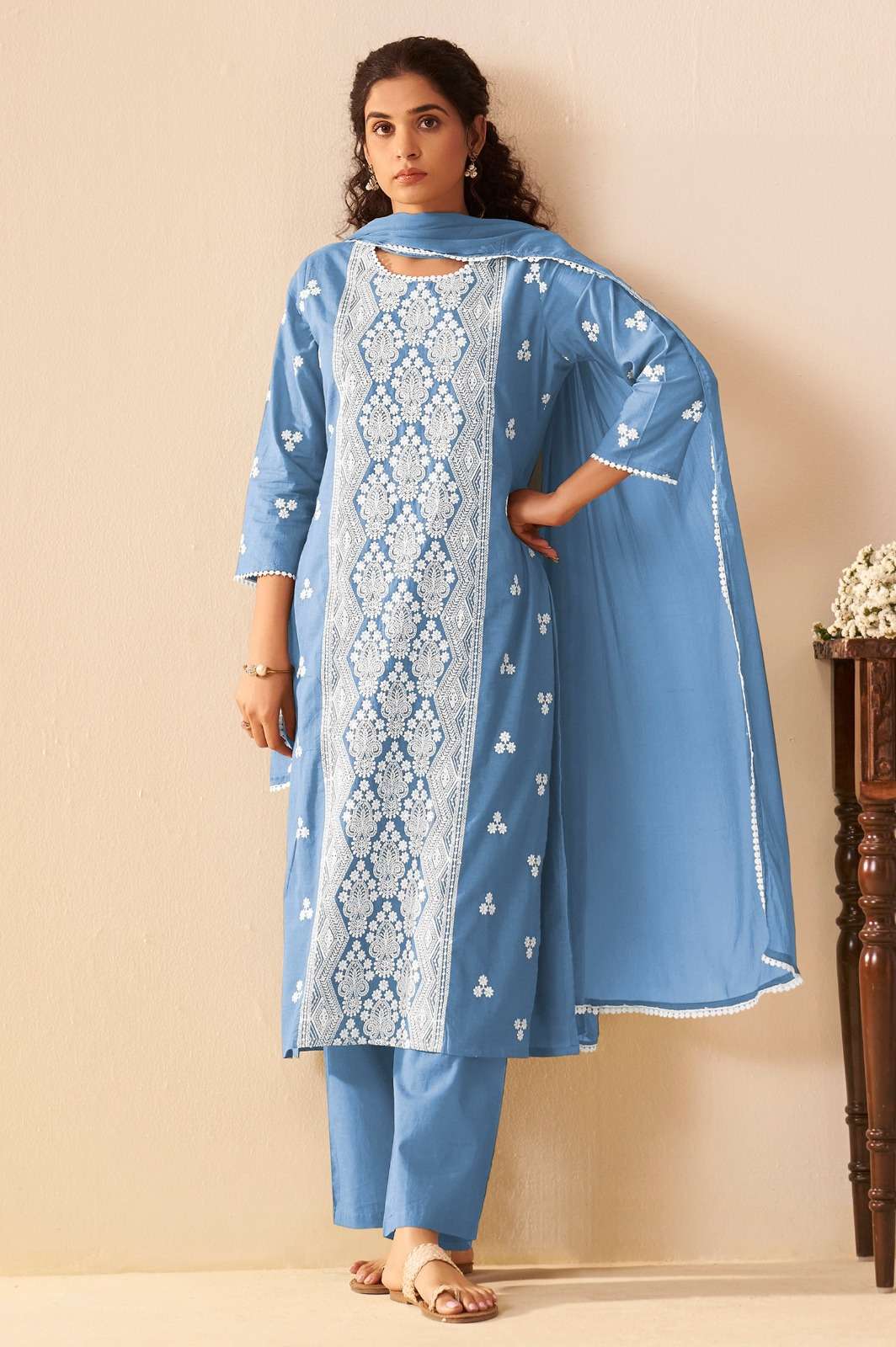 SS FUNCTION COTTON FANCY EMBROIDERY WORK 3 PIECE SUIT RESELL...