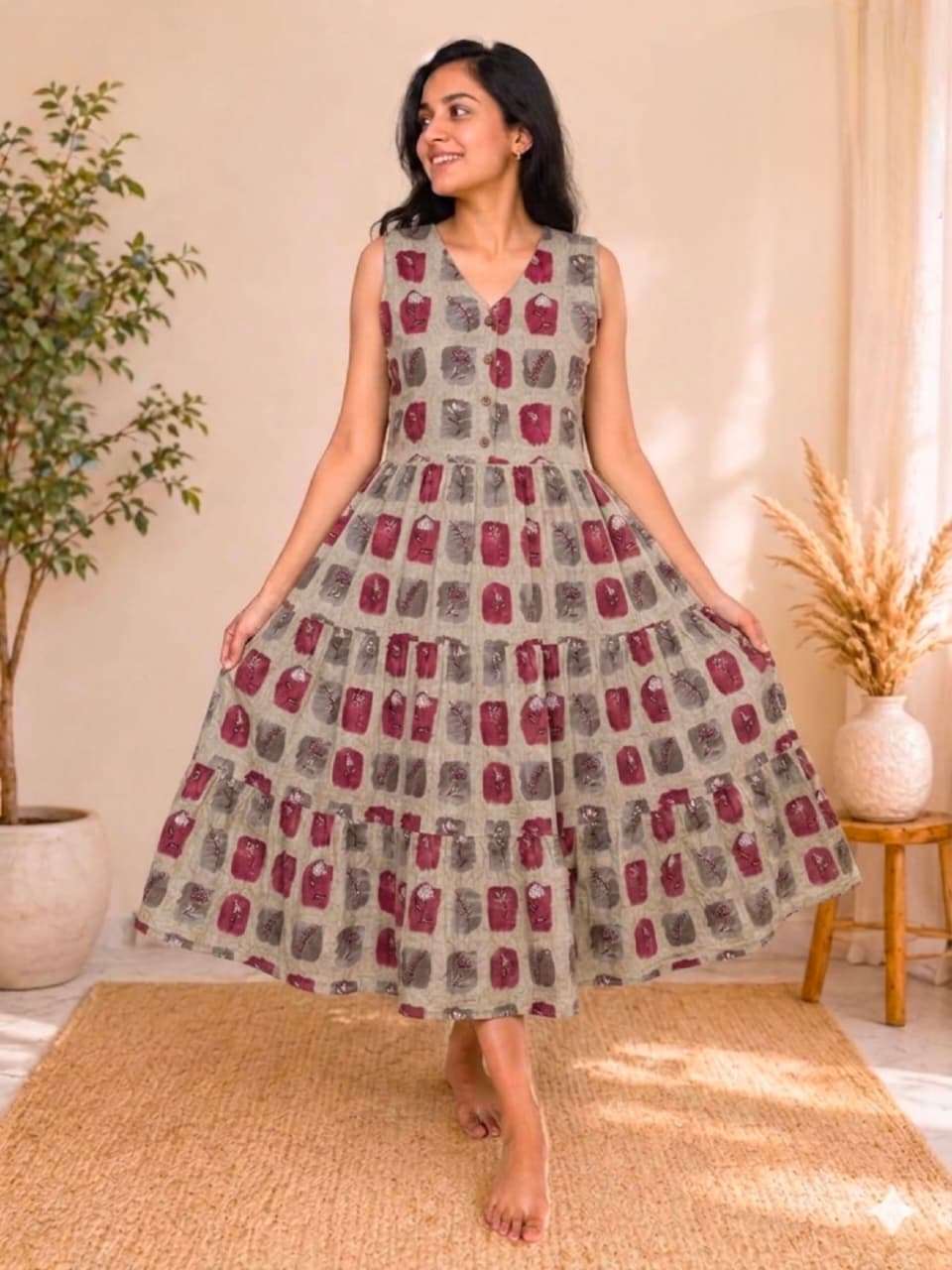 SS SUMMER WESTERN SLEEVELESS COTTON MIDI COLLECTION SHOP
