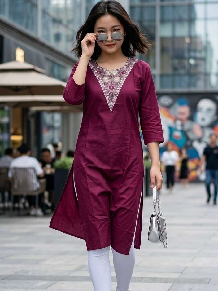 STYLE 1130 DDABU COTTON DESIGNER NECK KURTI COLLECTION DAILY...