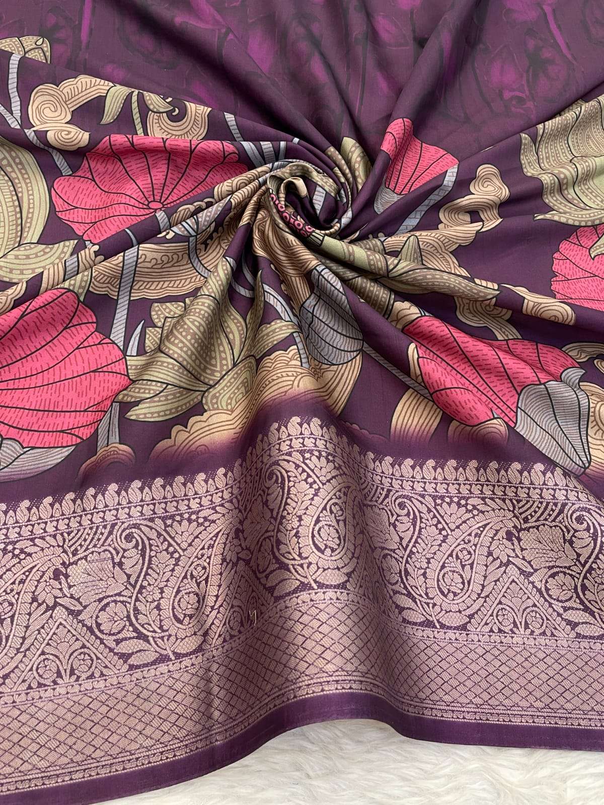 super Soft and floral gaji silk fancy fabric collection sare...