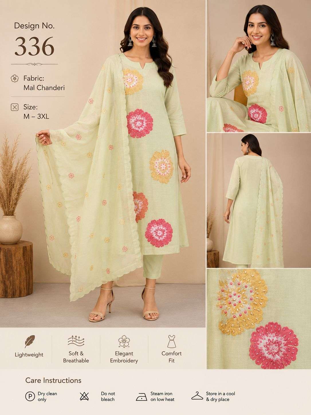 SV MUL CHANDERI WITH INNER 3 PIECE DESIGNER COLLECTION WHOLE...