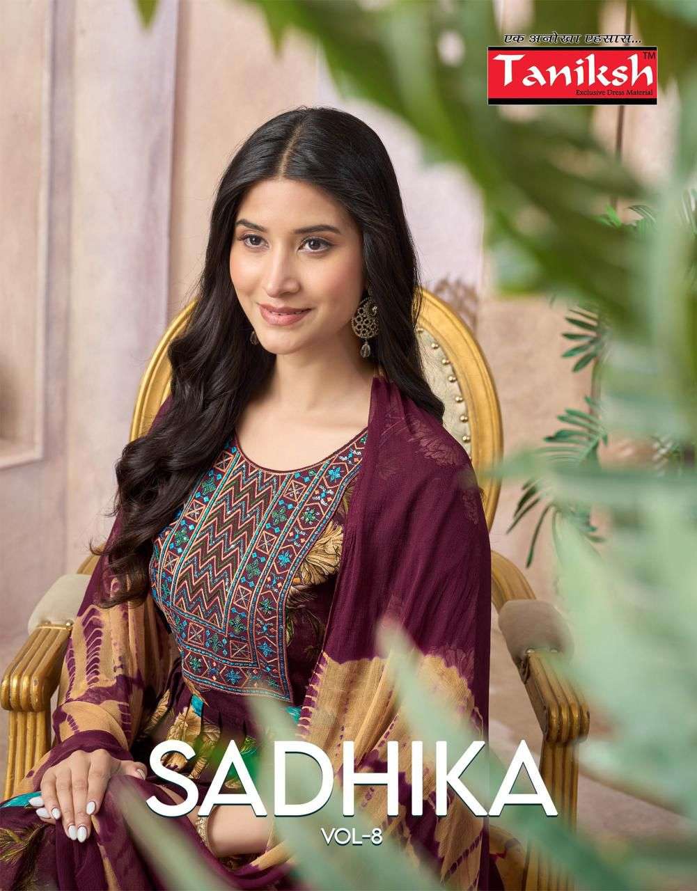 TANIKSH SADHIKA VOL 8 RYON PRINT WITH EMBROIDERY WORK SALWAR...