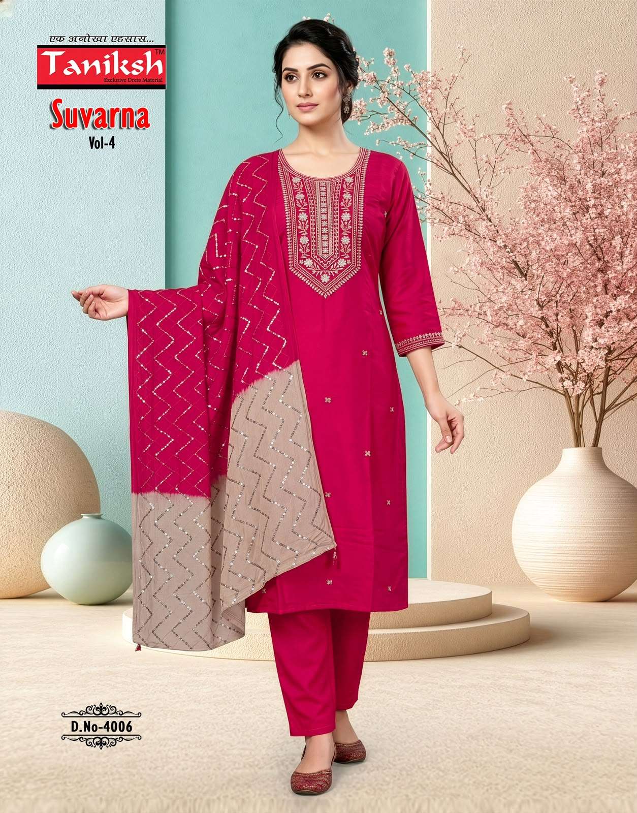 TANIKSH SUVATNA VOL 4 REDYMADE ROMAN EMBROIDERY WORK SUIT 3 ...
