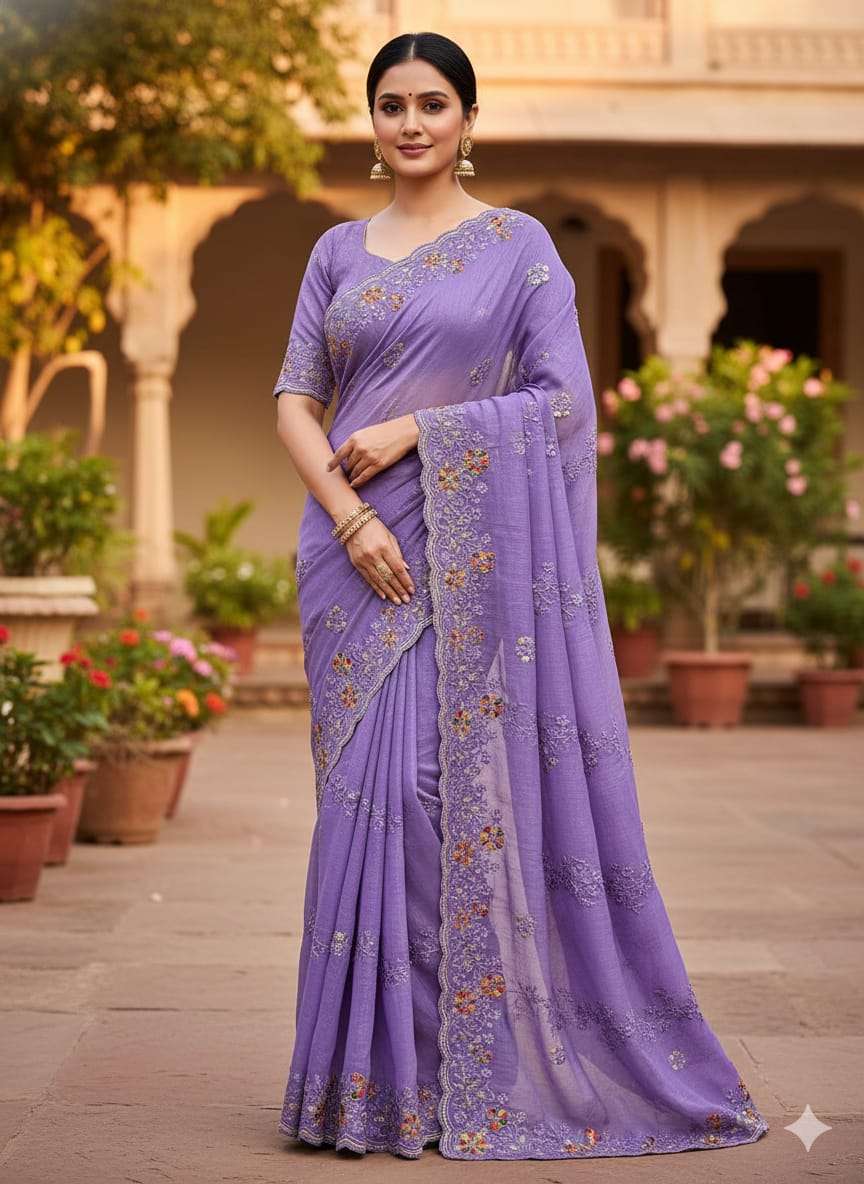 This beautiful and Elegant fancy Crunchy fabric with Embroid...