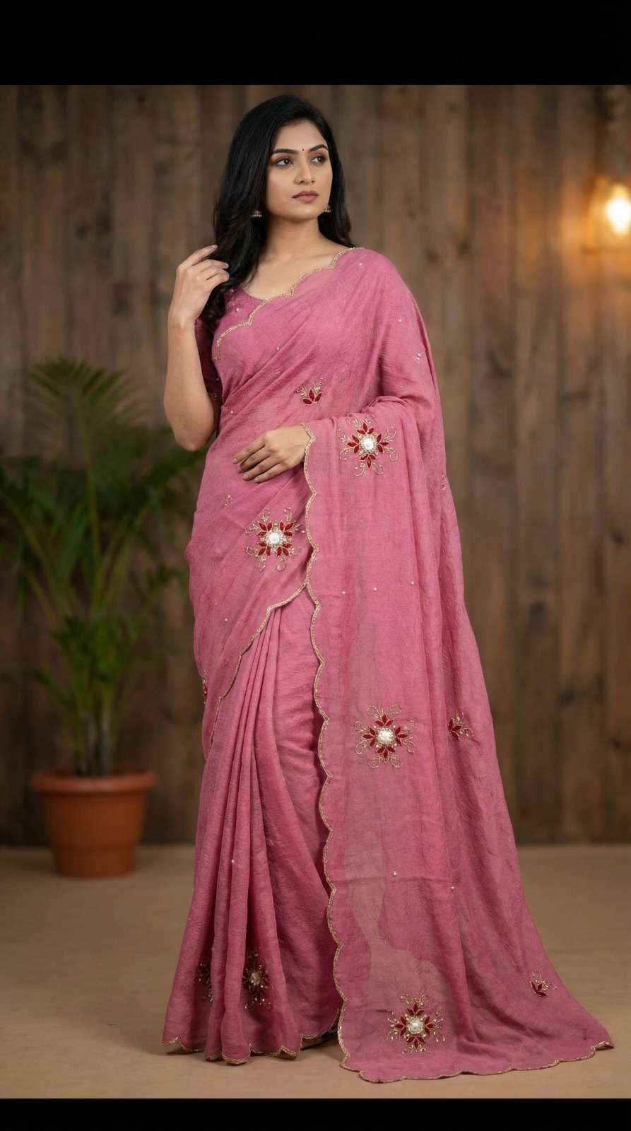   Uditi pure and Soft Two Ton Crush Silk elegant fabric desi...