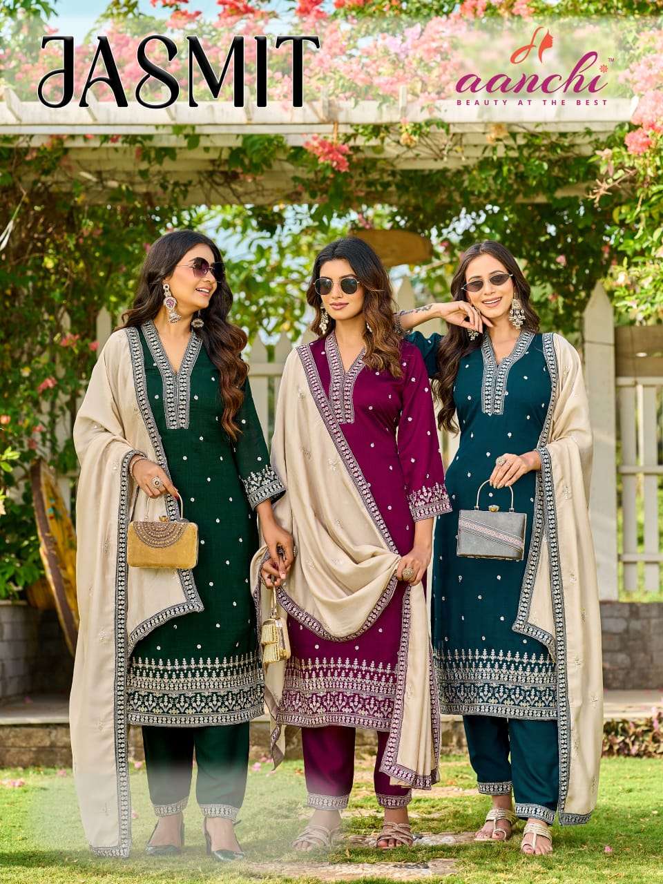 AANCHI JASMIT BOUTIQUE QUALITY VICHITRA SILK READYMADE LADIE...