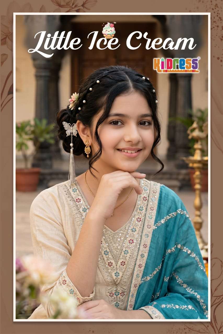 AANCHI LITTLE ICE CREAM VICHITRA SILK READYMADE KUERI SUIT K...