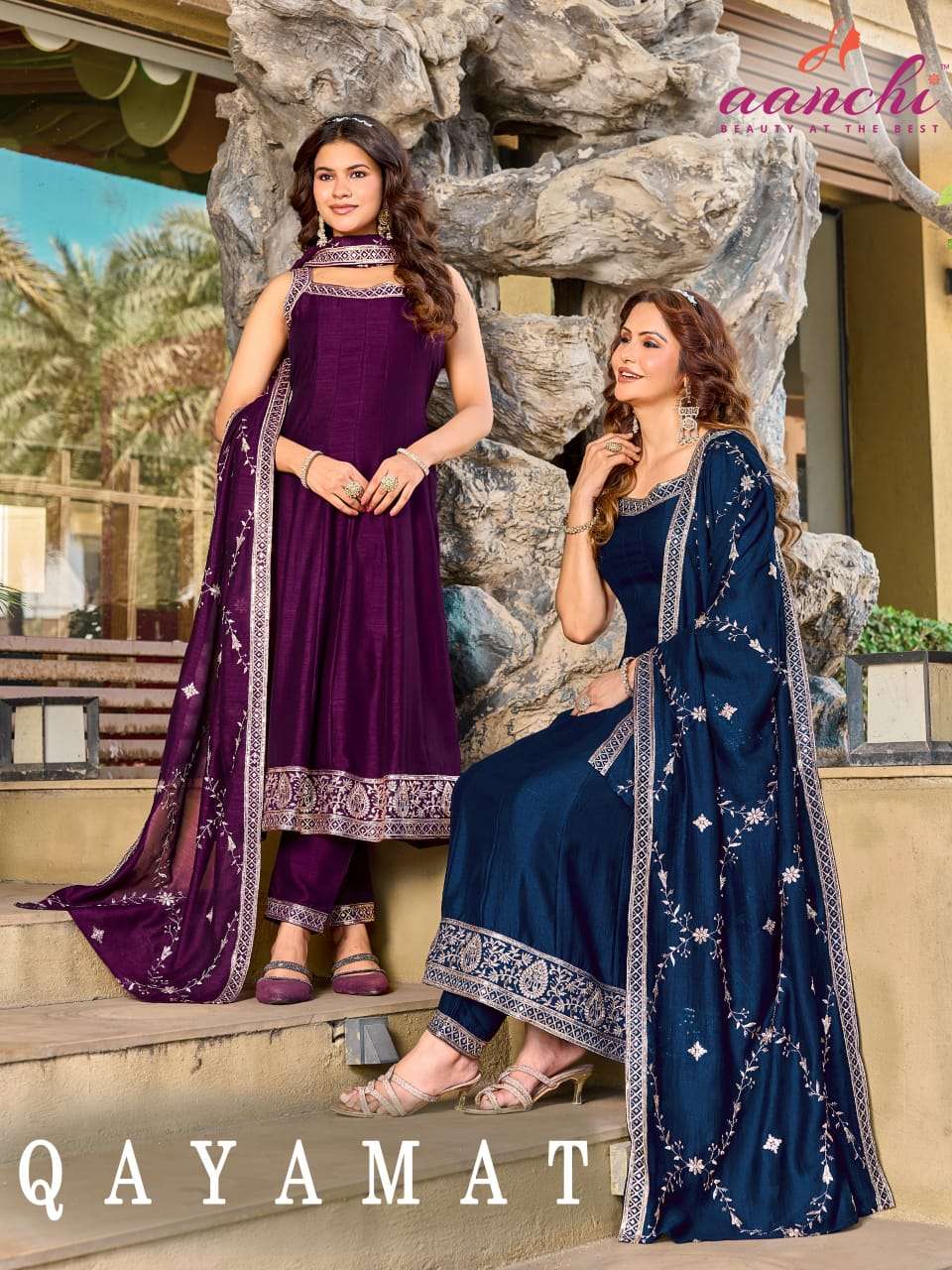 AANCHI QAYAMAT VICHITRA SILK FANCY EMBROIDERY 3 PIECE SUIT W...
