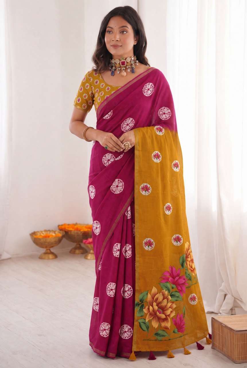  bandhej designer soft mulmul cotton fabric saree wholesale ...
